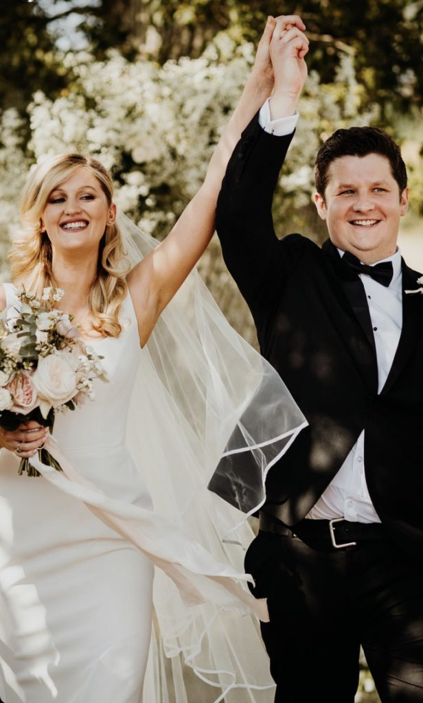 Happy couple celebrating their wedding day.