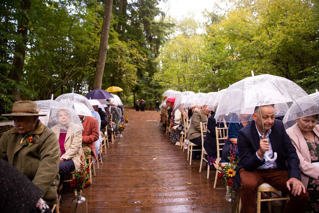 Rainy wedding ceremony at Moonacre Wedding