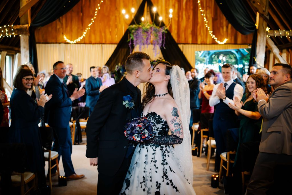 Clock Barn Wedding Couple