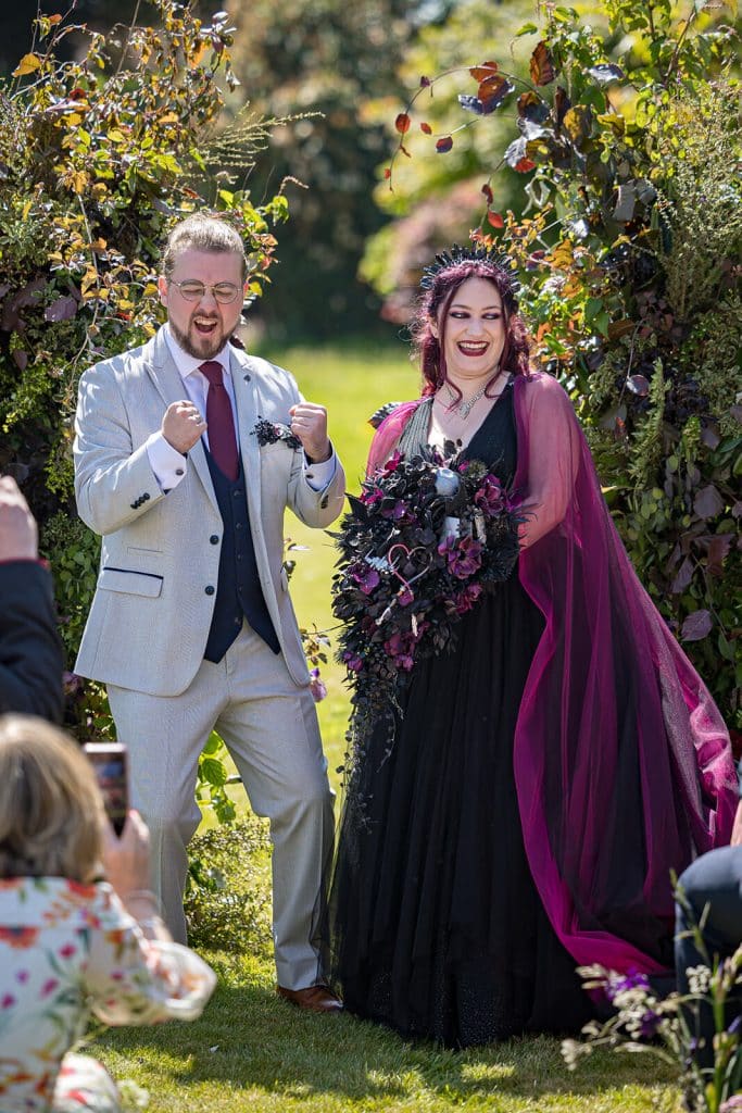 Couple celebrating their wedding day.