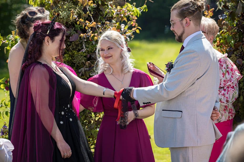 Wedding ceremony with joyful participants