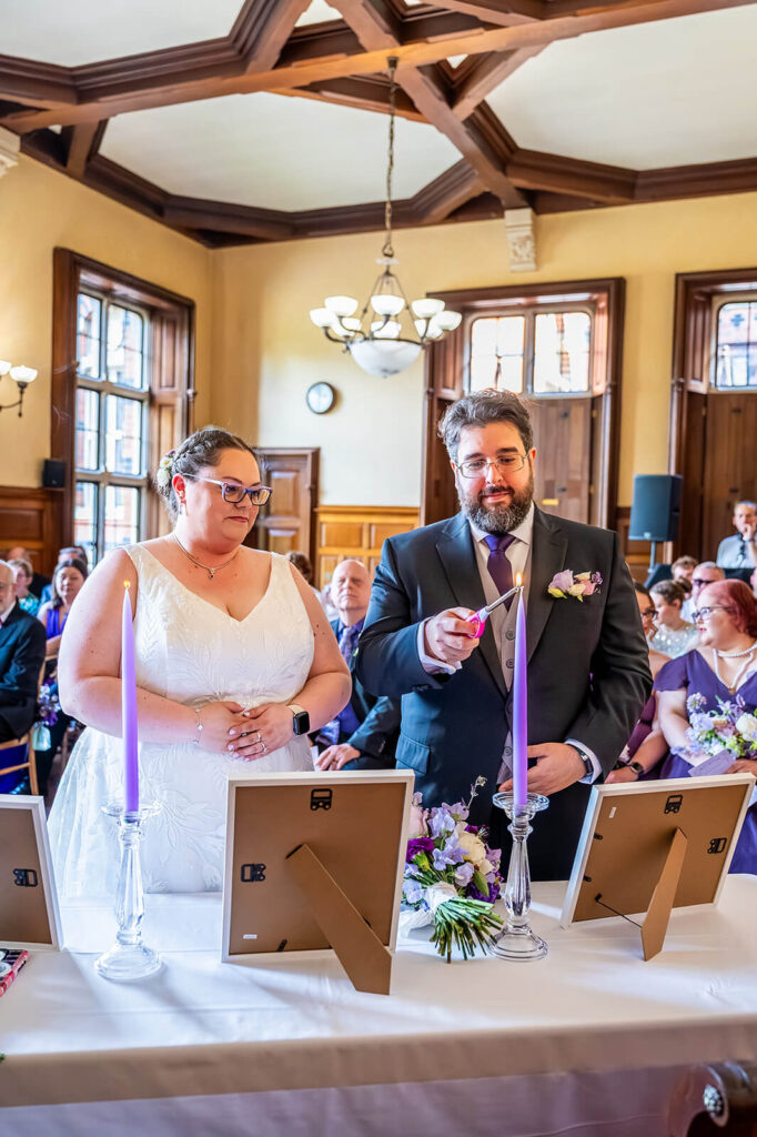 Miranda the Celebrant | Hampshire Ceremonies Couple at wedding ceremony with candles