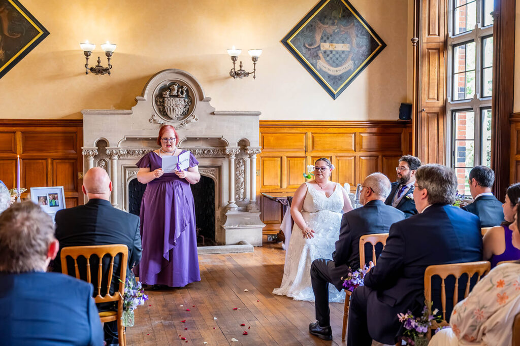 Miranda the Celebrant | Hampshire Ceremonies Wedding speech in elegant venue.