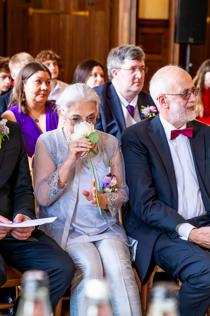 Miranda the Celebrant | Hampshire Ceremonies Wedding guests seated, emotional moment.