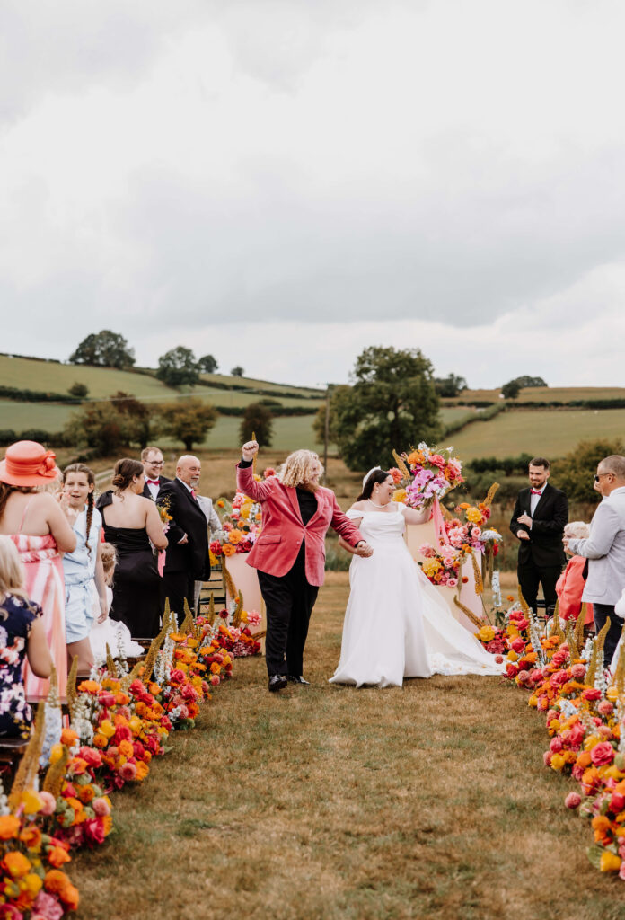 Wedding ceremony in a scenic setting.