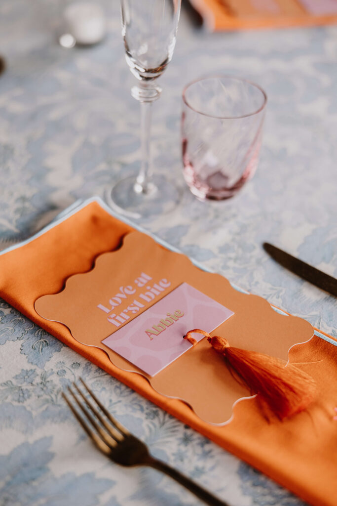 Elegant table setting with personalised menu