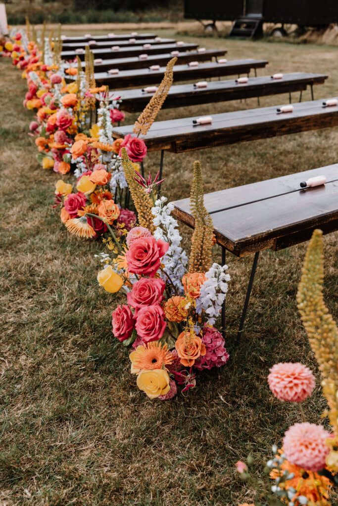 Vibrant floral decorations for outdoor event
