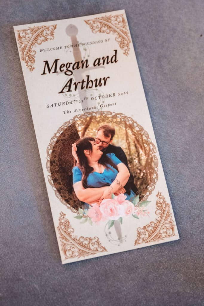 Miranda the Celebrant | Hampshire Ceremonies Wedding invitation for Megan and Arthur