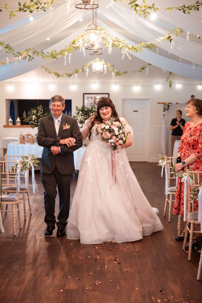Miranda the Celebrant | Hampshire Ceremonies Bride walking down the aisle.