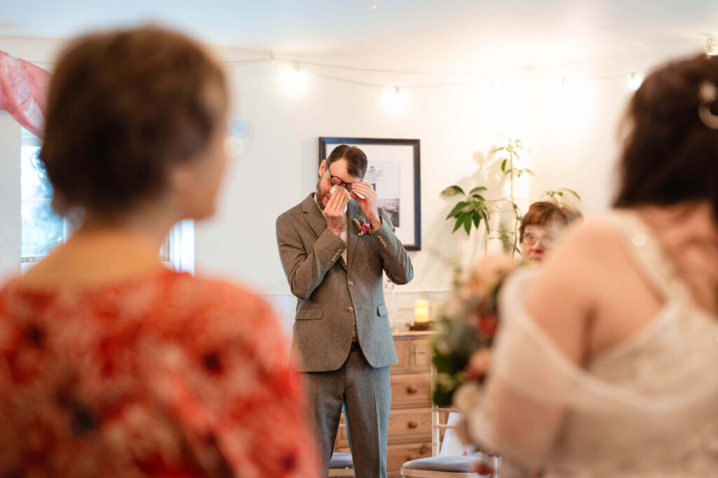 Miranda the Celebrant | Hampshire Ceremonies Emotional moment during a wedding ceremony.