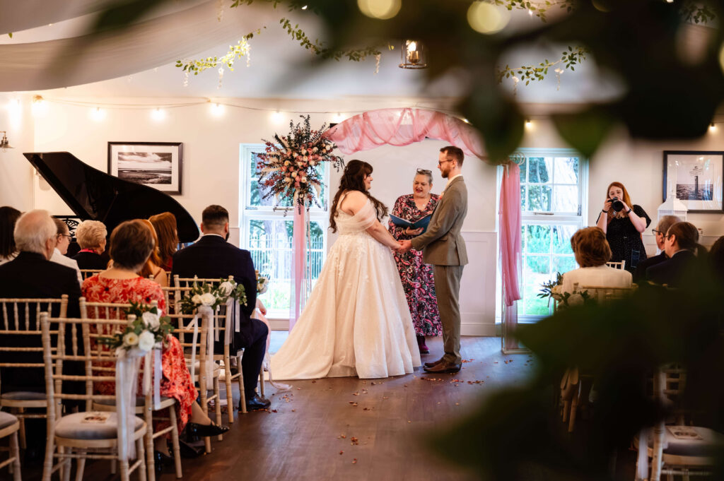 Miranda the Celebrant | Hampshire Ceremonies Wedding ceremony with guests and decorations.