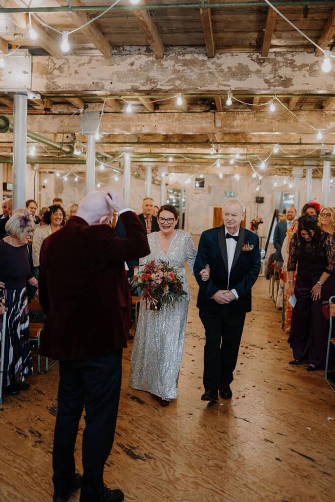 Wedding ceremony with guests and dog